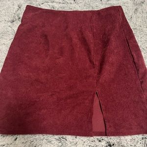 SHEIN Split Hem Skirt In Color Maroon